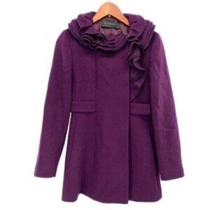 Elie Tahari Womens Purple Wool Pea Coat